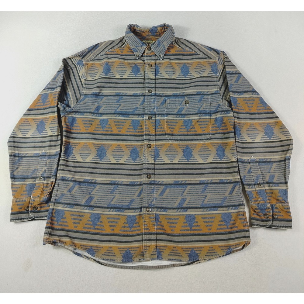 Vintage Cabela's Deerskin Flannel Chamois Shirt Mens Medium Multicolor Aztec